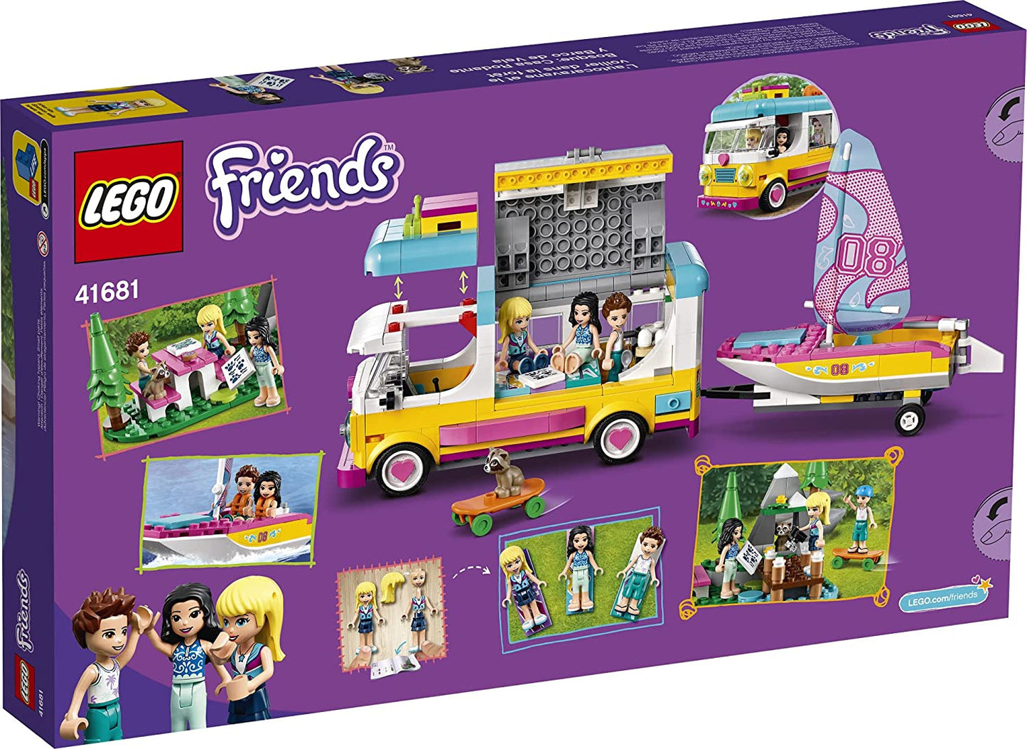 LEGO Friends Forest Camper Van and Sailboat 41681 Building Kit; Forest Toy; New 2021 (487 Pieces)